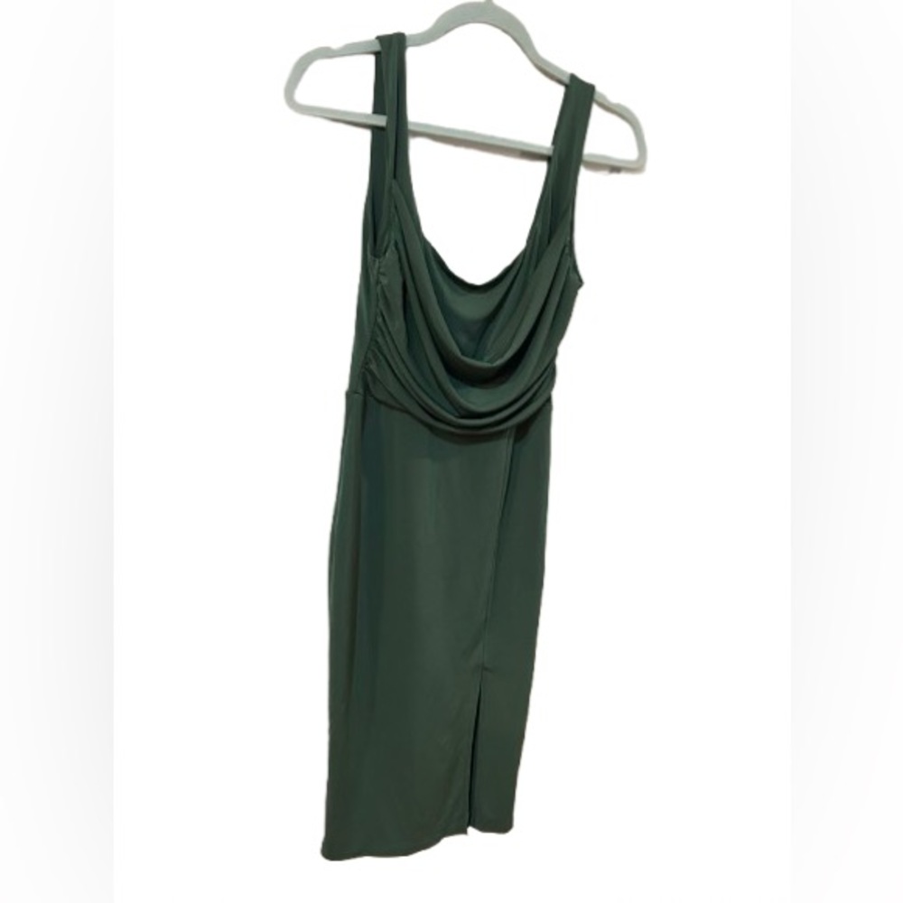 Angel Biba Forest Green Cowl Neck Midi Dress Size M Wedding Guest Cocktail